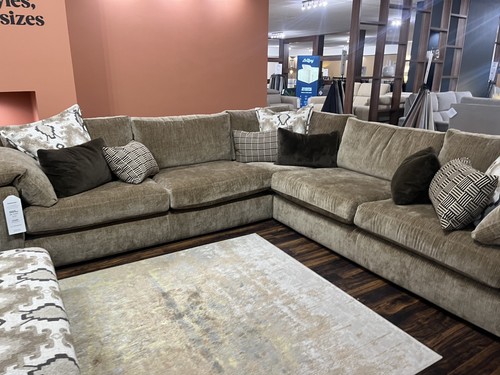 Brown fabric corner sofa - fabric,