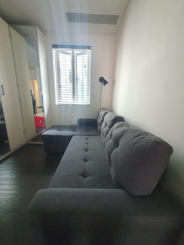 Shaped grey sofa - grey, bed