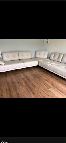 Dfs cream leather corner sofa - cream,
