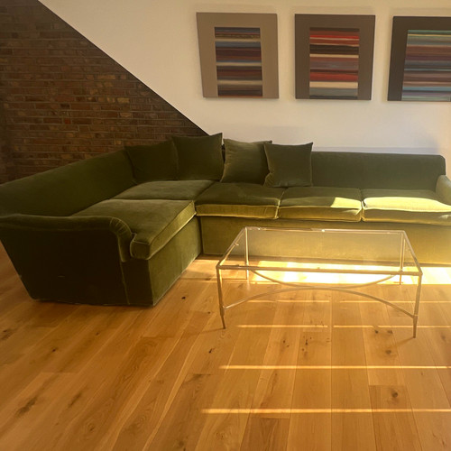 Green corner sofa couch - green,