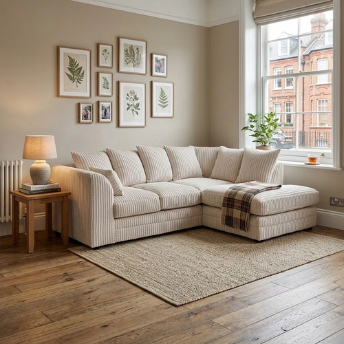Seated cream corner r - seated, sofa