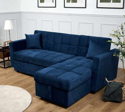 Velvet corner sofa bed with - corner,