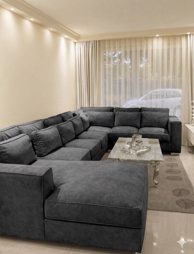 Large grey shaped sectional - large,