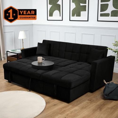 Velvet corner sofa bed with - sofa,