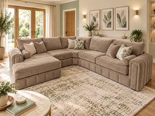 Luxury corner sofa mink - corner, plush