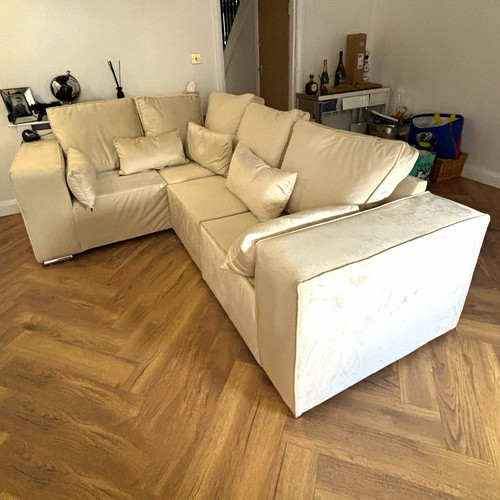 Beige mink fabric corner sofa - beige,