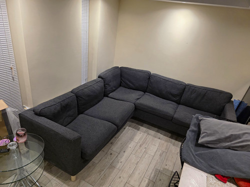 Grey fabric shaped corner - l-shaped,