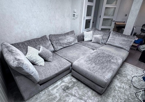 Grey shaped sofa with - grey, l