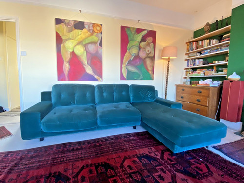 Green velvet teal shaped - l,