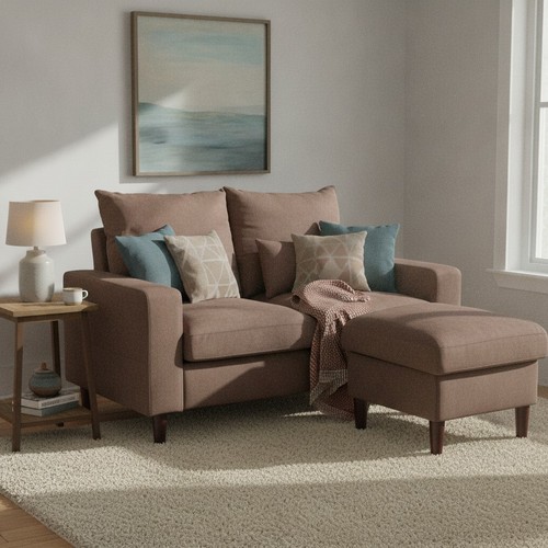 Brown shaped corner sofa - brown,