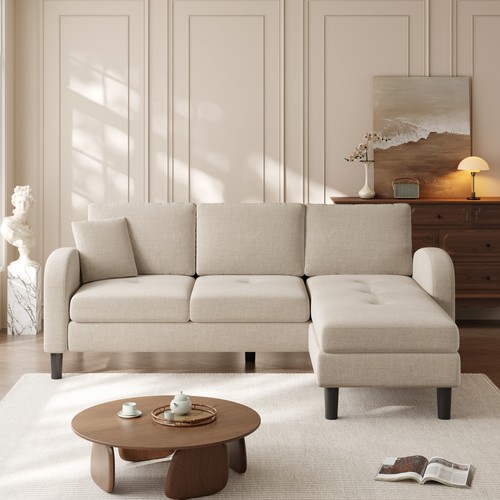 Seater sofa linen shaped - 3, l-shaped