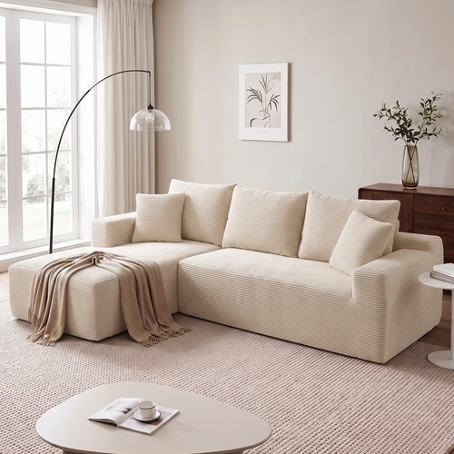 Corduroy shaped corner sofa - corduroy,