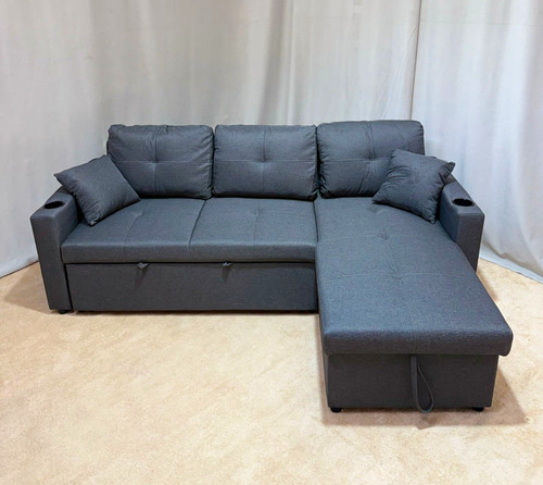 Grey fabric shaped corner - grey,